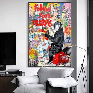 Banksy Follow Your Dreams Canvas Wall Art-GraffitiWallArt