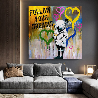 Banksy Follow Your Dreams Graffiti Canvas Wall Art-GraffitiWallArt