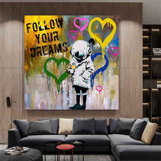 Banksy Follow Your Dreams Graffiti Canvas Wall Art-GraffitiWallArt