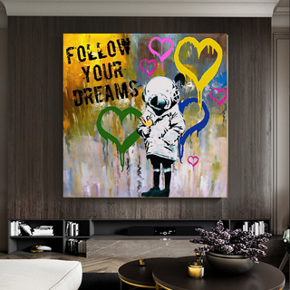 Banksy Follow Your Dreams Graffiti Canvas Wall Art-GraffitiWallArt