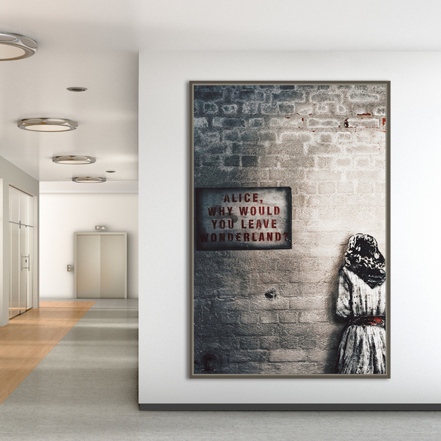 Banksy Graffiti Alice and Wonderland Canvas Wall Art-GraffitiWallArt