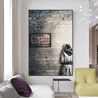 Banksy Graffiti Alice and Wonderland Canvas Wall Art-GraffitiWallArt