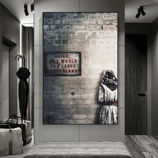 Banksy Graffiti Alice and Wonderland Canvas Wall Art-GraffitiWallArt