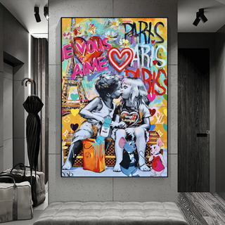 Banksy I Love You Canvas Wall Art - Add a Touch of Street Art-GraffitiWallArt