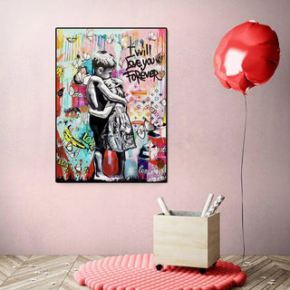 Banksy I will Love you forever Canvas Wall Art-GraffitiWallArt