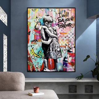 Banksy I will Love you forever Canvas Wall Art-GraffitiWallArt