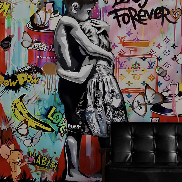 Banksy I will love you forever Wallpaper Mural – Wall Decor-GraffitiWallArt