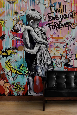 Banksy I will love you forever Wallpaper Mural – Wall Decor-GraffitiWallArt