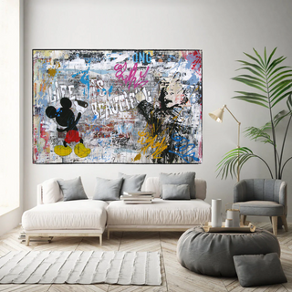 Banksy Life is Beautiful Mickey Canvas Wall Art-GraffitiWallArt