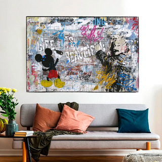 Banksy Life is Beautiful Mickey Canvas Wall Art-GraffitiWallArt