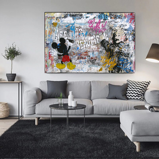 Banksy Life is Beautiful Mickey Canvas Wall Art-GraffitiWallArt