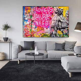 Banksy Love is all we need Canvas Wall Art-GraffitiWallArt