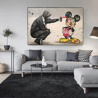 Banksy Mickey Gets Spray Painted Canvas Wall Art-GraffitiWallArt