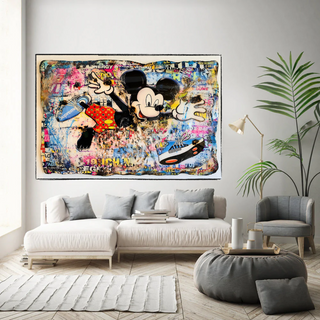 Banksy Mickey Mouse Supreme Canvas Wall Art-GraffitiWallArt