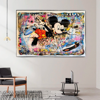 Banksy Mickey Mouse Supreme Canvas Wall Art-GraffitiWallArt