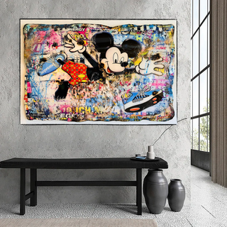 Banksy Mickey Mouse Supreme Canvas Wall Art-GraffitiWallArt