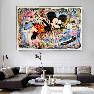 Banksy Mickey Mouse Supreme Canvas Wall Art-GraffitiWallArt