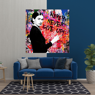 Banksy Never Give Up Canvas Wall Art-GraffitiWallArt