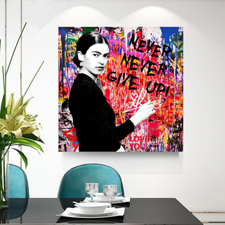 Banksy Never Give Up Canvas Wall Art-GraffitiWallArt