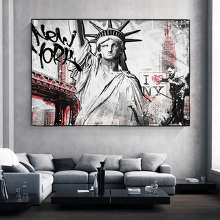 Banksy Statue of Liberty New York Canvas Wall Art-GraffitiWallArt