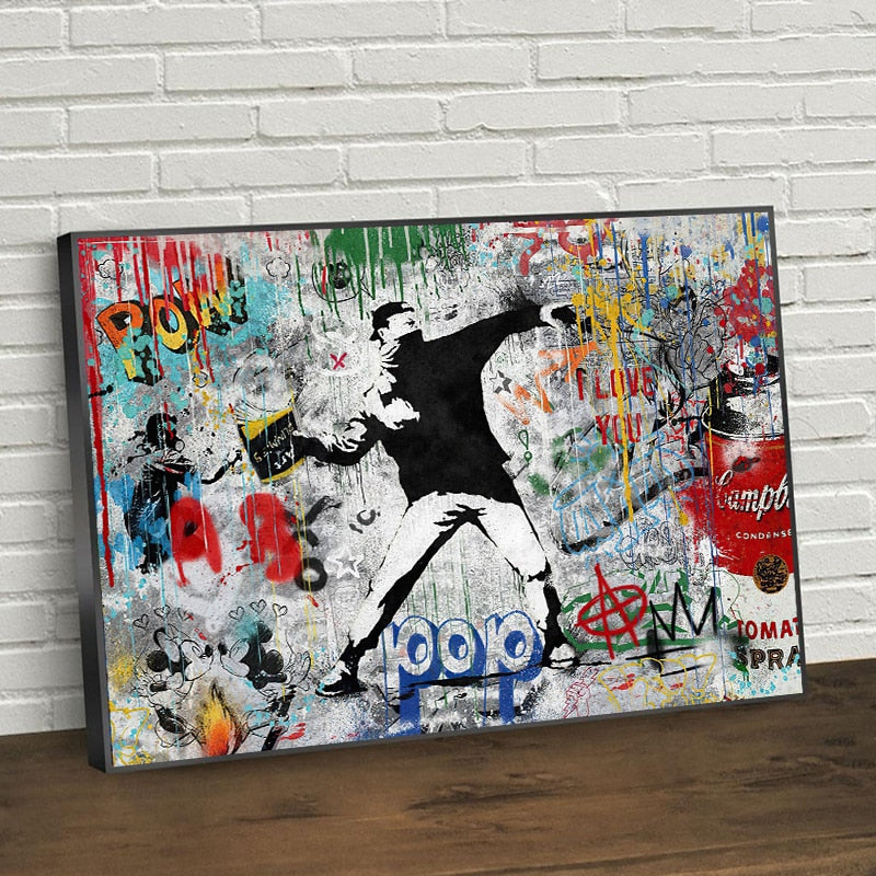 Banksy Street Art Canvas Prints Posters - Modern Pop Art for Living Room Decor-GraffitiWallArt