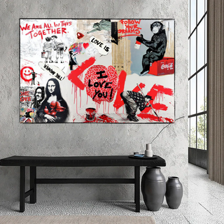 Banksy We are all in this Together Canvas Wall Art-GraffitiWallArt