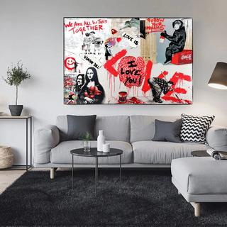 Banksy We are all in this Together Canvas Wall Art-GraffitiWallArt