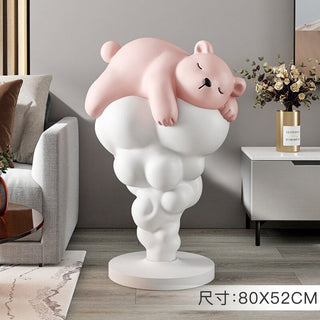 Bear on Clouds Statue Ornament-GraffitiWallArt