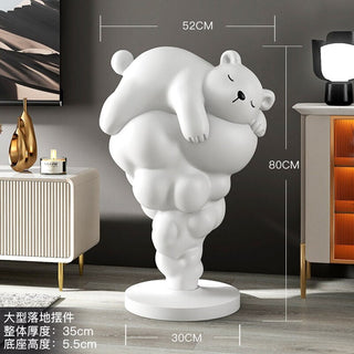 Bear on Clouds Statue Ornament-GraffitiWallArt