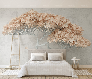 Beige Willow 3D Tree Wallpaper Murals - Transform Your Space-GraffitiWallArt