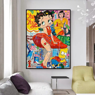 Betty Boop Graffiti Canvas Wall Art: Vibrant & Unique Décor-GraffitiWallArt