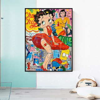 Betty Boop Graffiti Canvas Wall Art: Vibrant & Unique Décor-GraffitiWallArt