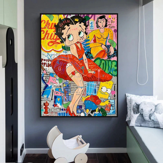 Betty Boop Graffiti Canvas Wall Art: Vibrant & Unique Décor-GraffitiWallArt