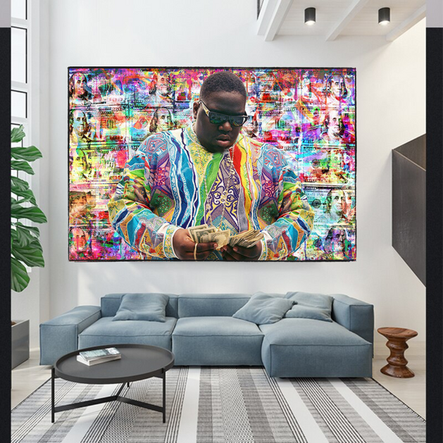 Biggie Smalls Graffiti Rapper The Notorious B.I.G. Canvas Wall Art - Wall Art Decor - Famous Wall Art-GraffitiWallArt