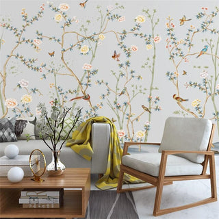 Birds on Tree Wallpaper Mural: Bring Nature Indoors-GraffitiWallArt