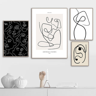 Black and White Abstract Line Canvas Wall Art - Minimalist Nordic Print-GraffitiWallArt