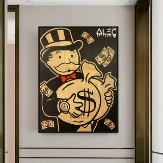 Black and White Money Bags - Alec Monopoly Wall Art-GraffitiWallArt