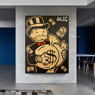 Black and White Money Bags - Alec Monopoly Wall Art-GraffitiWallArt