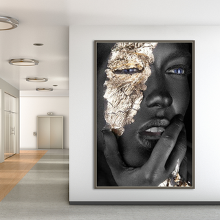 Black Gold Mask Woman Wall Art-GraffitiWallArt