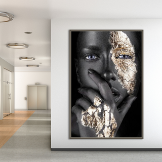 Black Gold Mask Woman Wall Art-GraffitiWallArt