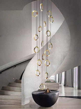 Black Minimalist Rotating Staircase Chandelier-GraffitiWallArt