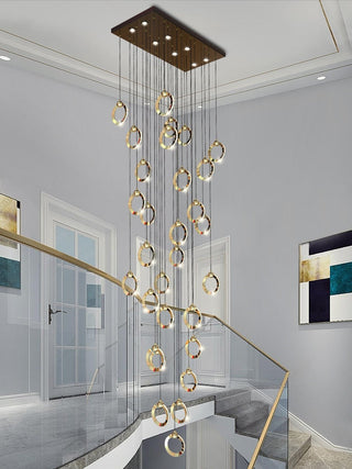 Black Minimalist Rotating Staircase Chandelier-GraffitiWallArt