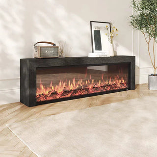 Black Oak Fireplace TV Cabinet Simulated Flames-GraffitiWallArt