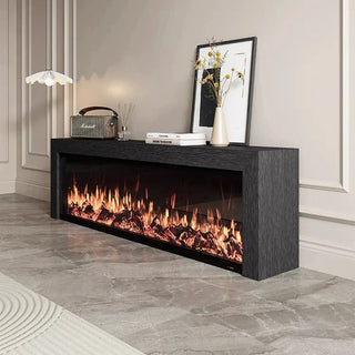 Black Oak Fireplace TV Cabinet Simulated Flames-GraffitiWallArt