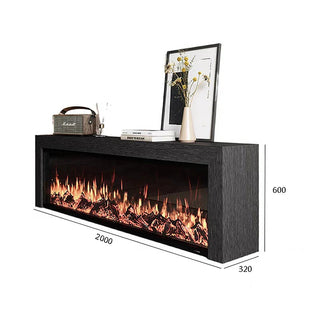 Black Oak Fireplace TV Cabinet Simulated Flames-GraffitiWallArt