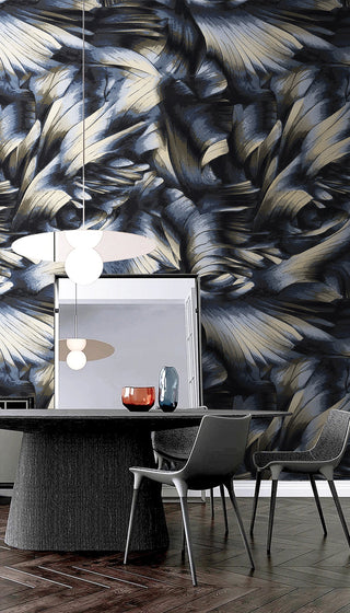 Black Shadow Leaves Wallpaper Mural-GraffitiWallArt