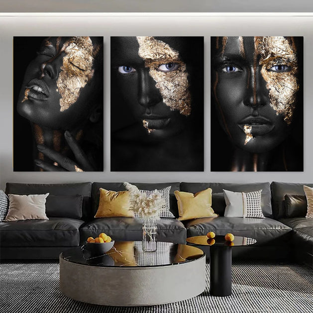 Black Woman Wall Art, Modern African Woman Canvas Art-GraffitiWallArt