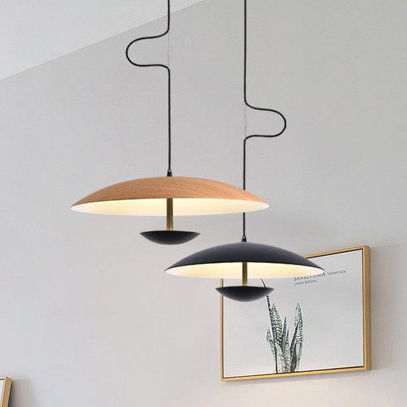 Black Wood Grain LED Pendant Light for Dining Room, Kitchen Decor-GraffitiWallArt