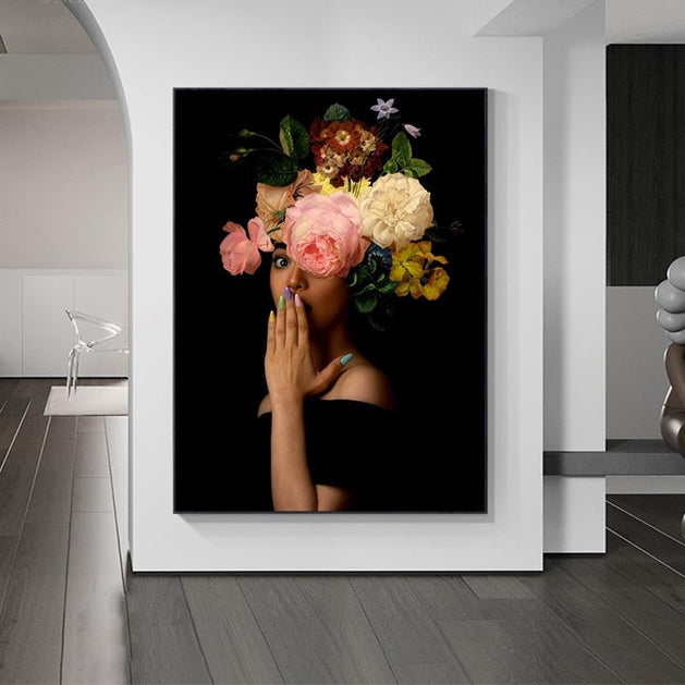 Bloom Flower Women Canvas Wall Art-GraffitiWallArt