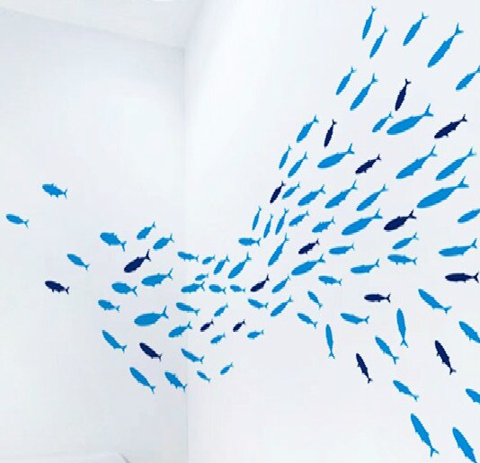 Blue Fish Wall Decal - Sea Themed Kids Room Decor-GraffitiWallArt